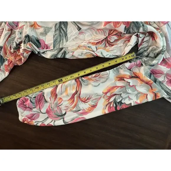 Maaji Luna Maxi Dress Womens Medium Anthropologie Floral Button Front Kimono - Picture 14 of 15